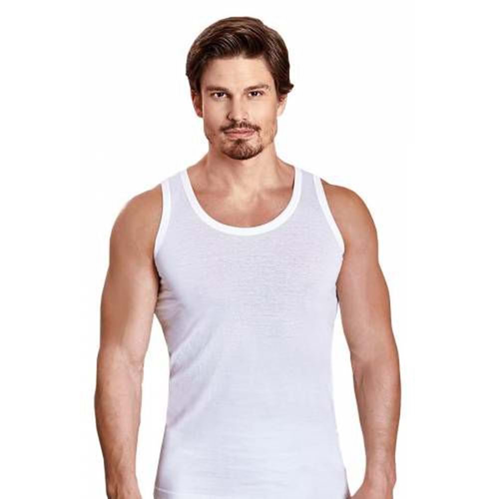 6 Adet Berrak 1020 Beyaz Klasik Erkek Atlet %100 Pamuk Atleti - Beyaz - L-54