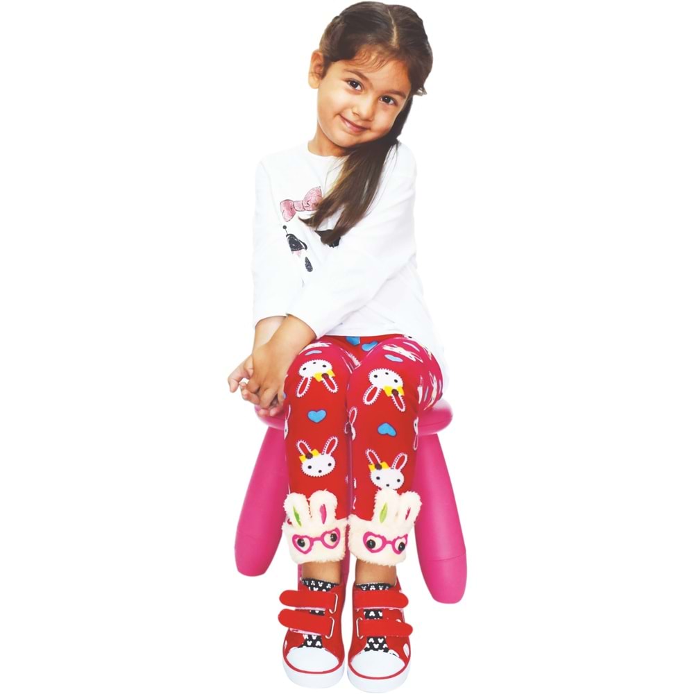 Daymod Desen 13 Çocuk Aksesuarlı İçi Tüylü Kışlık Peluş Tayt - Fuşya - 1-2 YAŞ