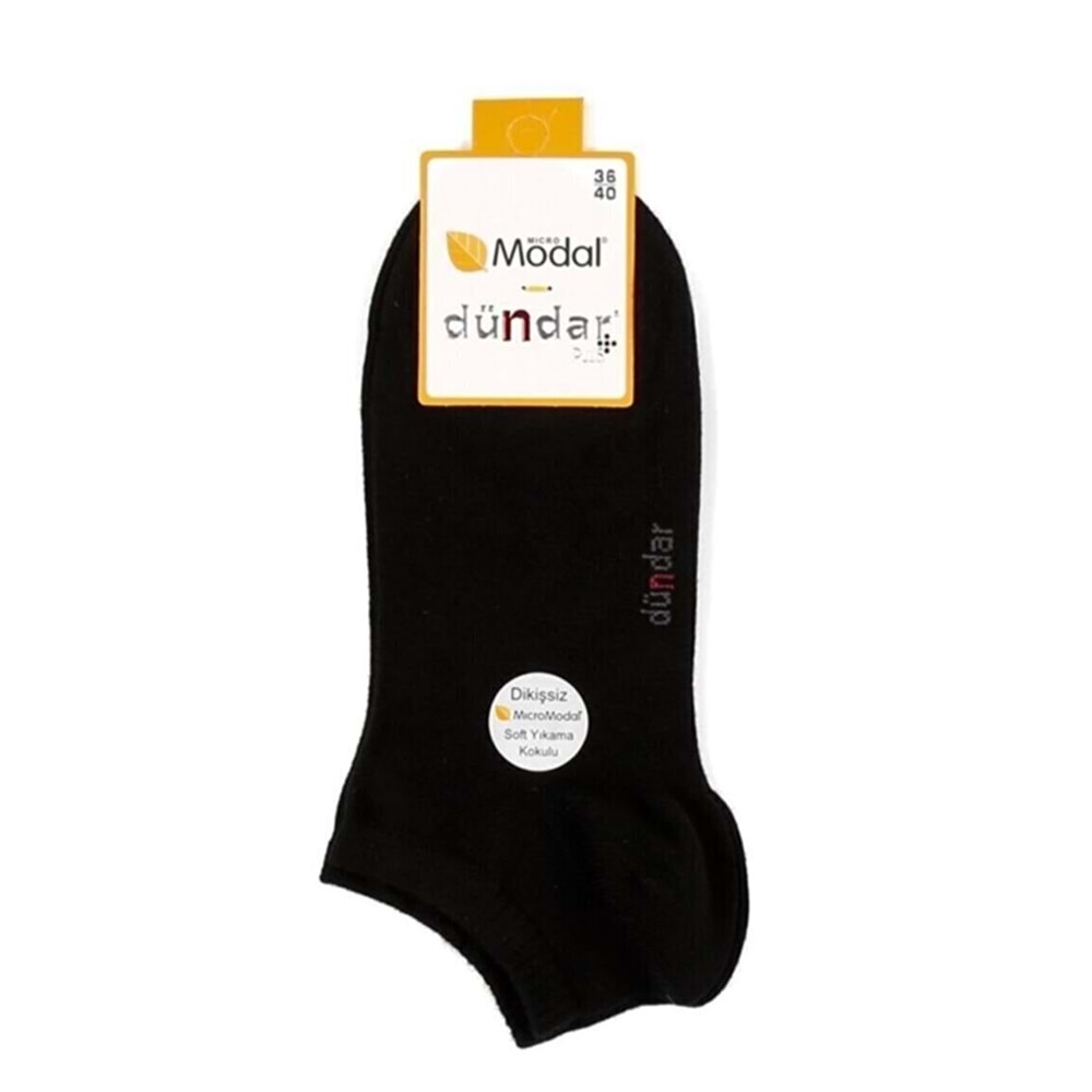 6'Lı Dündar Modal Dikişsiz Koku Yapmayan Unisex Patik Çorap - Siyah - 36-40