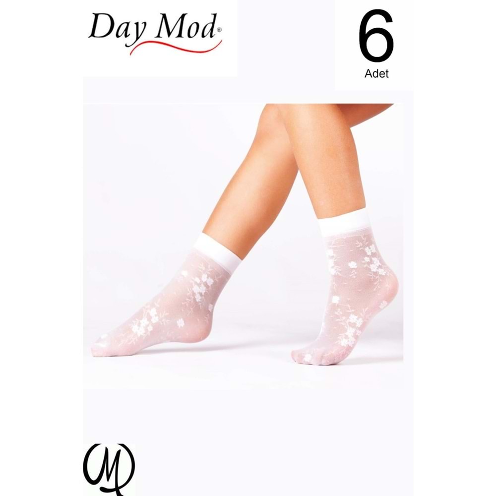 6 Adet Daymod Fantazi Desenli İnce Soket Çocuk Çorap Şimay - Krem - 5-8 Yaş