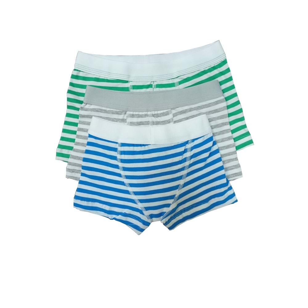 3 Adet Blackspade Kampanyalı Erkek Çocuk Çizgili Pamuk Boxer