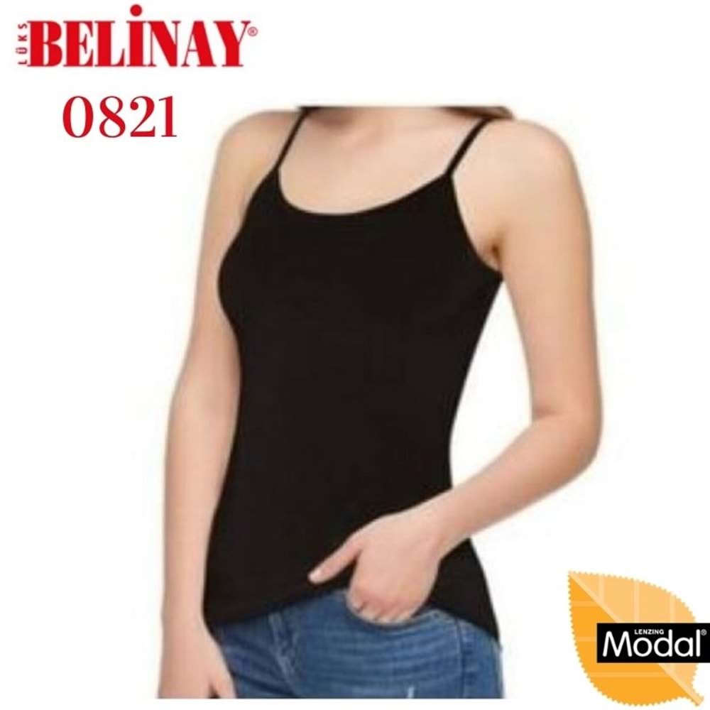 Belinay İp Asklılı Modal Yumuşak Bayan Atlet 0821 - Belinay - Siyah - M