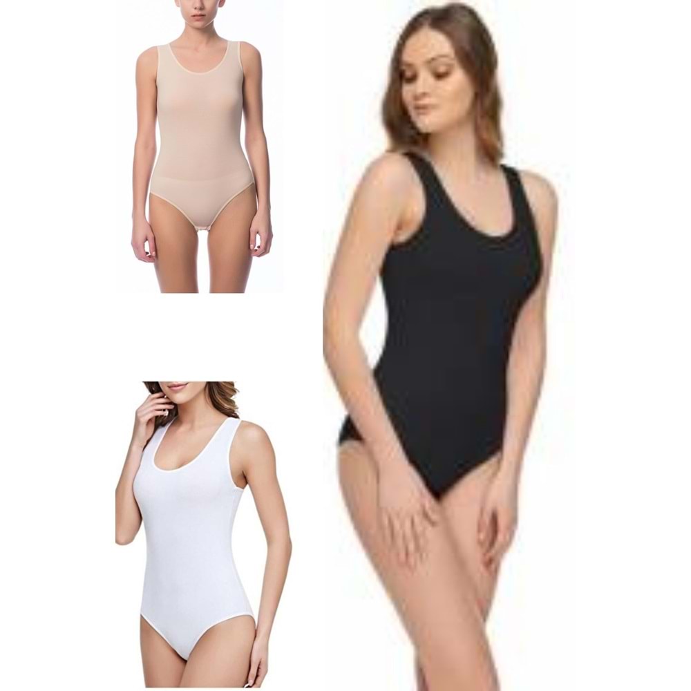 3 Adet Belinay Kalın Asklılı Çıtçıtlı Body Modal Yumuşak Bayan Atlet 0844 - Karışık - M