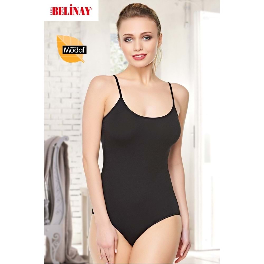 Belinay İp Asklılı Çıtçıtlı Body Modal Yumuşak Bayan Atlet 0860 - Belinay - Siyah - S