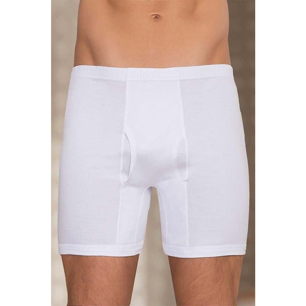 Berrak 1055 %100 Pamuk Penye Paçalı Külot Erkek Boxer Beyaz - XL