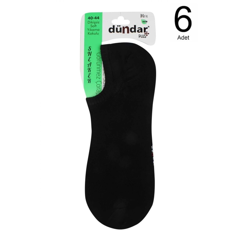 6 Adet Dündar Erkek Sneaker Bambu Görünmez Dikişsiz Çorap - Dündar - Sneaker Çorap - Siyah - 40-44