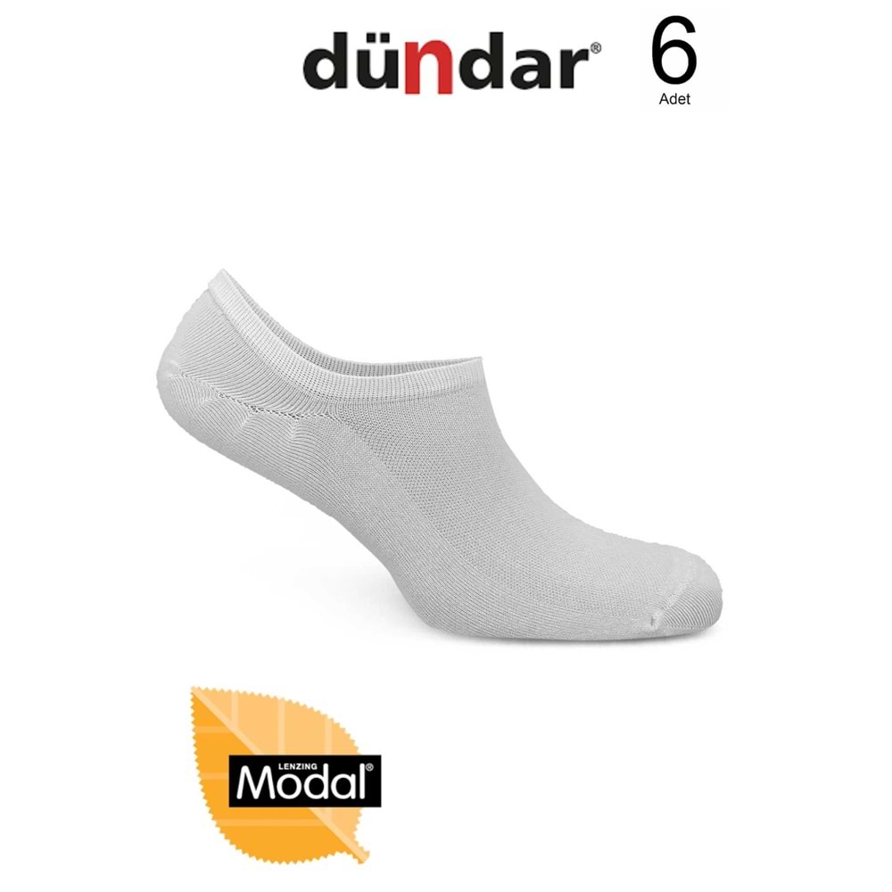 6 Adet Dündar Kadın Sneaker Çorap Modal Görünmez Çorap - Beyaz - 36-40
