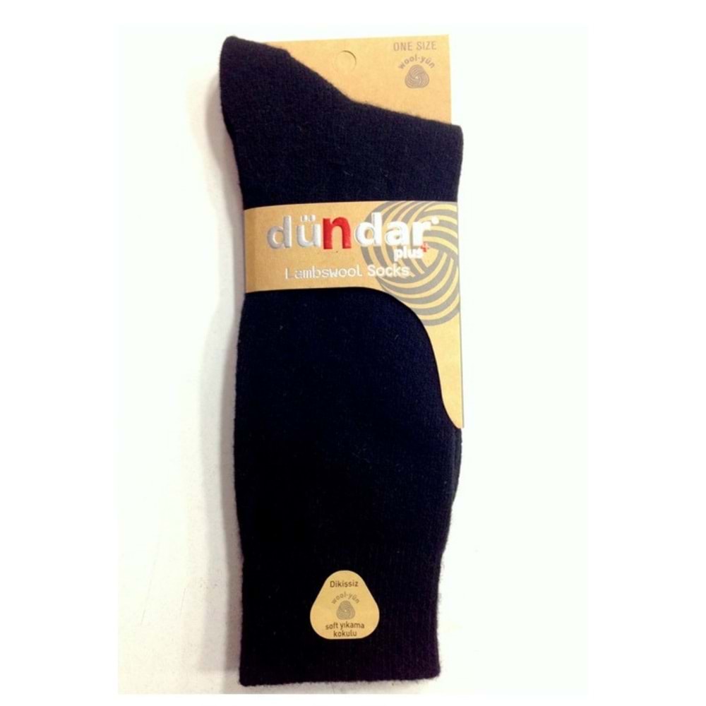 3 Adet Dündar Lambswool Unisex Kuzu Yünü Çorap Siyah - 36-40
