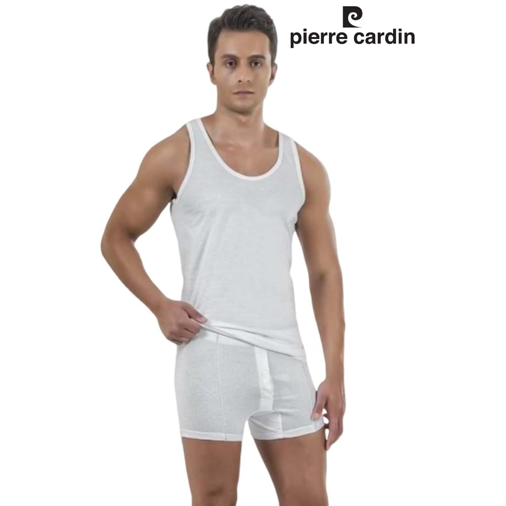 Pierre Cardin Erkek Pamuklu Atlet Boxer Takım 130 - Beyaz - M