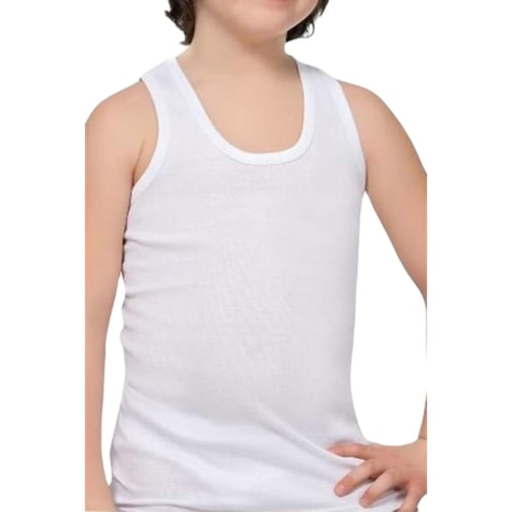 Tutku Erkek Çocuk Pamuk Ribana Esnek Atlet 0125 - Beyaz - 3
