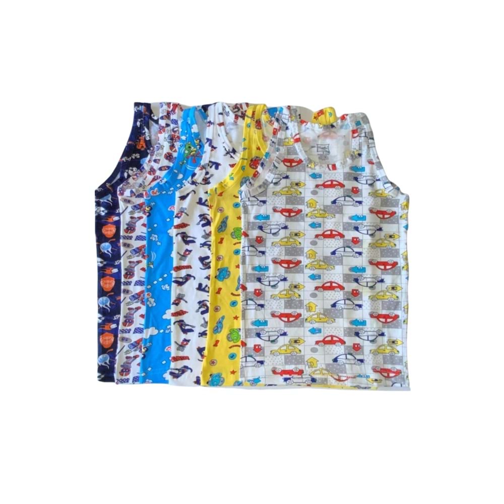 Tutku 0256 Erkek Çocuk Elastan Empirme Atlet 6 Adet - Tutku - Boxer - Karışık Desen - 10 11 YAŞ