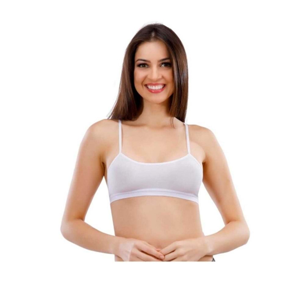 Tutku 0847 Kız Çocuk Pedli Alıştırma Sütyeni - Tutku - Atlet - Beyaz - M