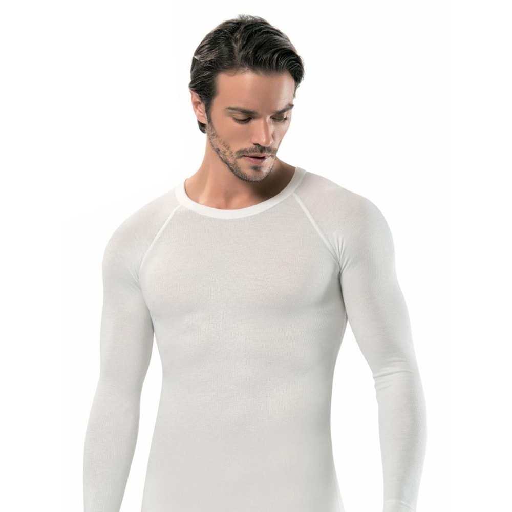 Namaldi 171Unisex Bay-Bayan Uzun Kollu Erkek Termal İçlik Fanila - Ekru - XXL