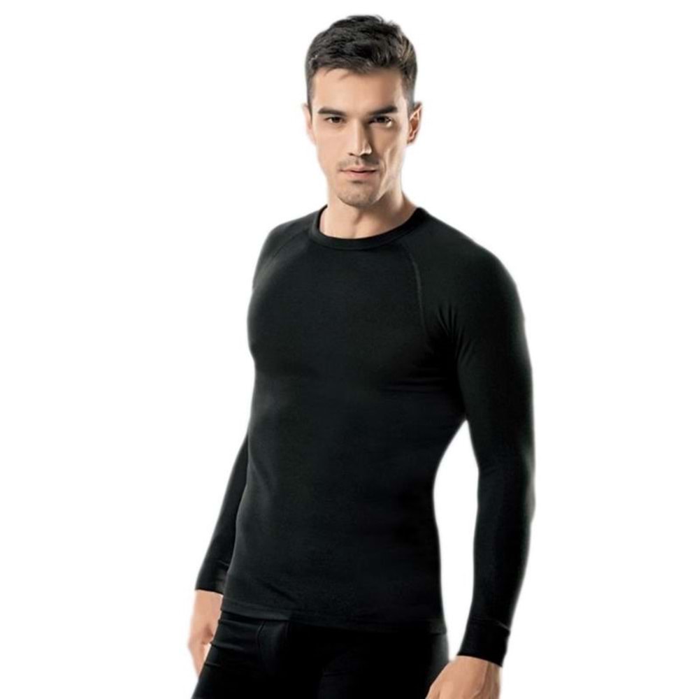 Namaldi 171Unisex Bay-Bayan Uzun Kollu Erkek Termal İçlik Fanila - Siyah - XXL