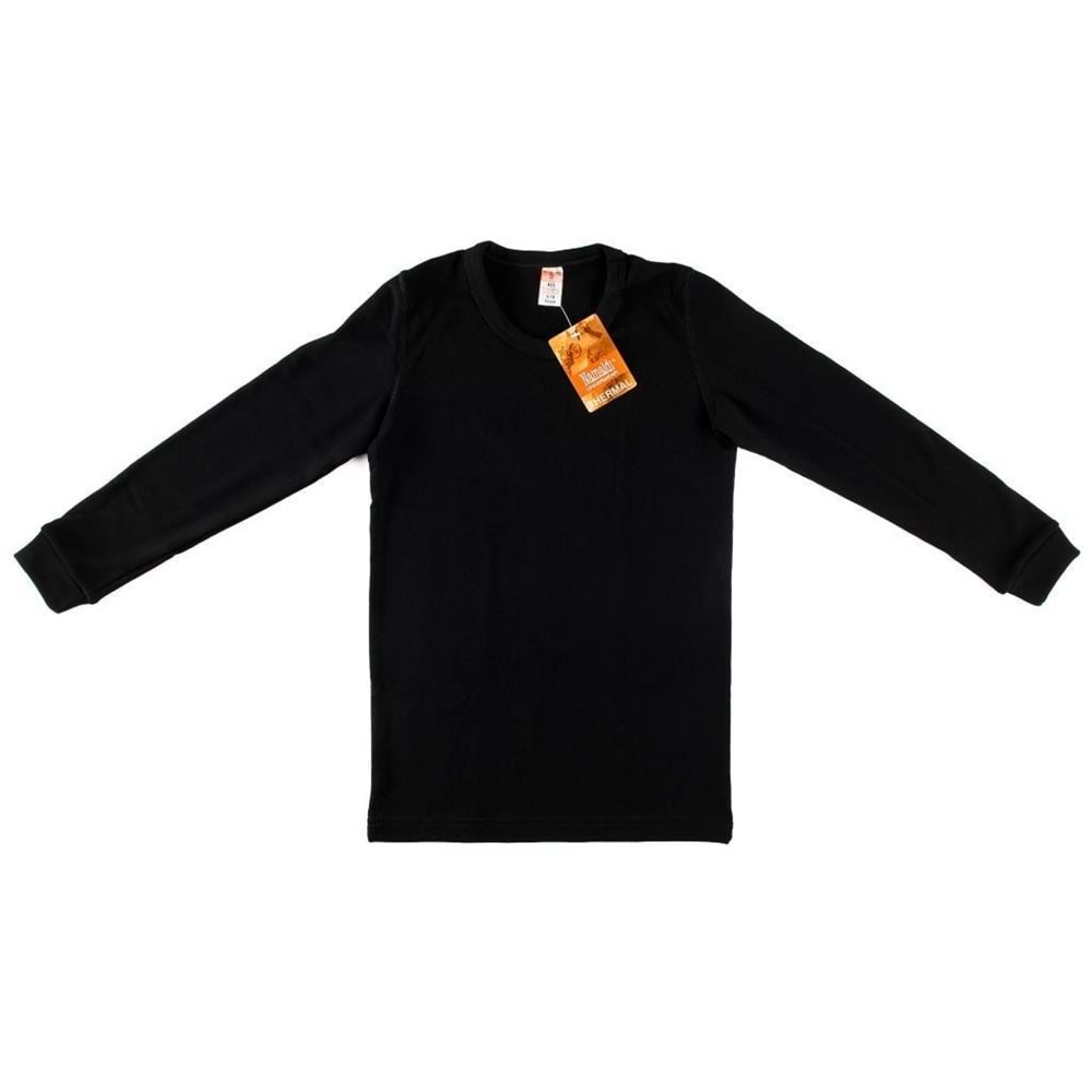 Namaldı 371 Çocuk Uniseks Gerçek Termal Uzun Kol Atlet - Namaldı - Termal O Yaka Uzun Kol - Siyah - 10 12 YAŞ