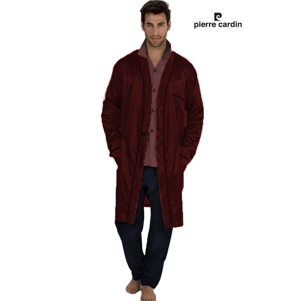 Pierre Cardin 5520 Saten Damat Çeyiz Pijama & Robdöşambr 5li Set - Pierre Cardin - 5 Li Damat Pijama Set - Bordo - S