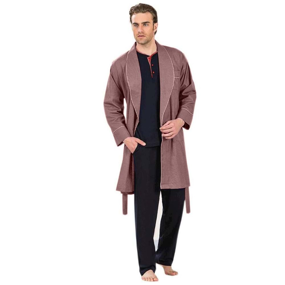 Pierre Cardin 5555 Damat Çeyiz Pijama Takım & Robdöşambr Set - Pierre Cardin - 3 Lü Damat Pijama Set - Bordo - XL