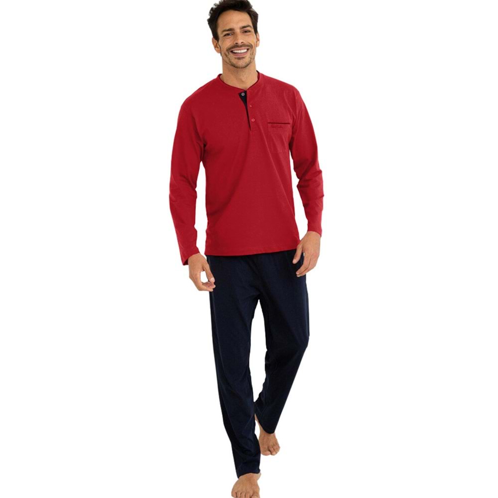 Pierre Cardin 5560 5li Penye Robdöşambr Çeyiz Damatlık Pijama Set - Pierre Cardin - 5 Li Damat Pijama Set - Bordo - XL