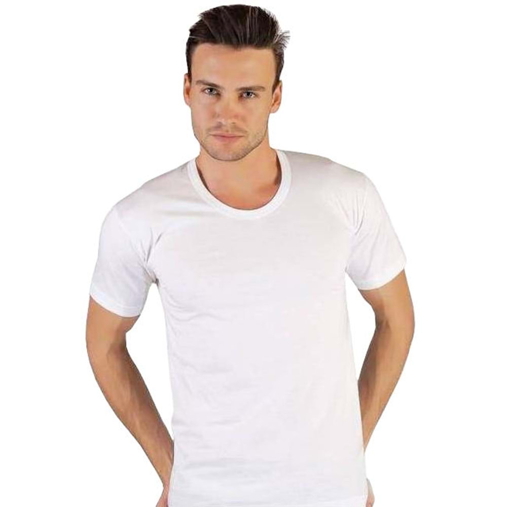 Tutku Erkek 0103 Penye Bisiklet Yaka Fanila Beyaz %100 Pamuk - Beyaz - 6 3XL