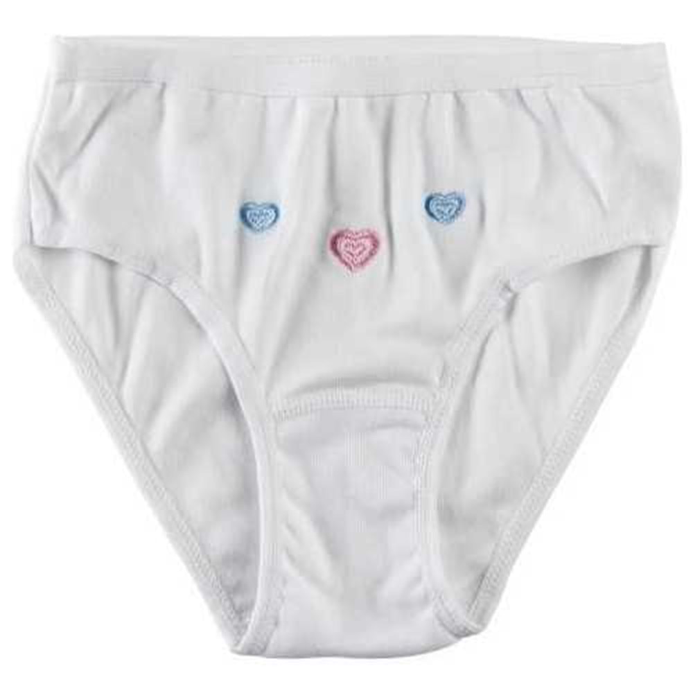 6'lı Paket Tutku 0821 %100 Pamuk Kız Çocuk Külot - Tutku - KomSlip - Beyaz - 2