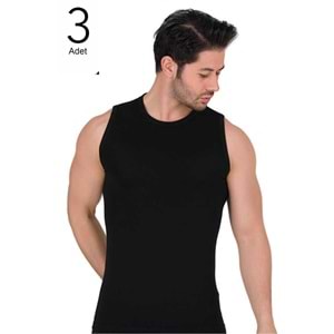 Berrak Erkek Atlet Sıfır Yaka Sıfır Kol Elestan Fanila 1026 3 Lü Paket - Berrak - Atlet,Fanila - Siyah - S