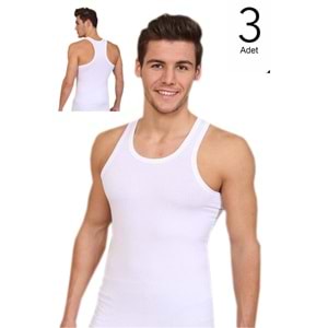 Berrak Erkek Atlet Likralı Sporcu Pamuklu Elastan Atlet 1029 3 Lü Paket - Berrak - Atlet,Fanila - Beyaz - M