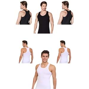 Berrak Erkek Atlet Likralı Sporcu Pamuklu Elastan Atlet 1029 6 Lı Paket - Berrak - Atlet,Fanila - Karışık - S