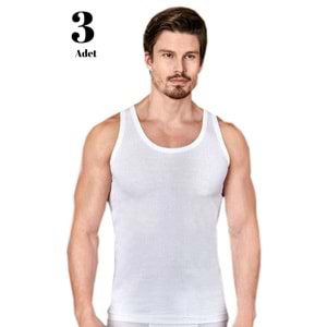 3 Adet Berrak 1035 Erkek Modal Yazlık İnce Atlet - Beyaz - S-48