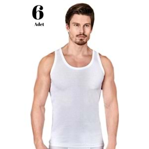 6 Adet Berrak 1035 Erkek Modal Yazlık İnce Atlet - Beyaz - S-48
