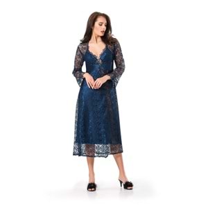 Donna 5550 6'Lı Saten Gecelik Ve Sabahlık Çeyiz Seti Takımı - Donna - 6'Lı Gecelik Sabahlık - Pudra - M