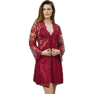 Jeremi 613 Gecelik Sabahlık Dantelli Saten 6'LI Set Çeyiz Takım - Jeremi - 6