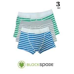 3 Adet Blackspade Kampanyalı Erkek Çocuk Çizgili Pamuk Boxer