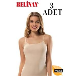 3 Adet Belinay İp Asklılı Modal Yumuşak Bayan Atlet 0821 - Belinay - Ten - XL