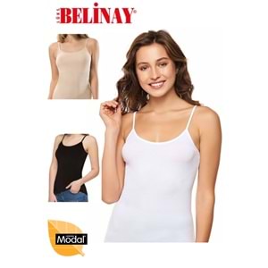 3 Adet Belinay İp Asklılı Modal Yumuşak Bayan Atlet 0821 - Belinay - Karışık - M