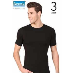 Berrak 3 Lü Paket Erkek Elestan Sıfır Yaka Kısa Kol Badi Tişört 1024 - Berrak - Atlet,Fanila - Siyah - S