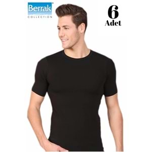 Berrak 6 Lı Paket Erkek Elestan Sıfır Yaka Kısa Kol Badi Tişört 1024 - Berrak - Atlet,Fanila - Siyah - S