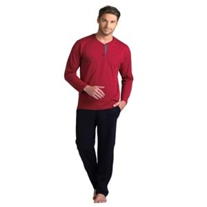 Pierre Cardin Erkek Uzun Kollu Pamuklu Pijama Takımı 5454 - Bordo - M