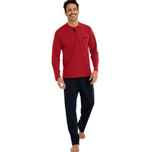Pierre Cardin 5560 5li Penye Robdöşambr Çeyiz Damatlık Pijama Set - Pierre Cardin - 5 Li Damat Pijama Set - Bordo - XL