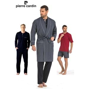 Pierre Cardin 5560 5li Penye Robdöşambr Çeyiz Damatlık Pijama Set - Pierre Cardin - 5 Li Damat Pijama Set - Lacivert - S