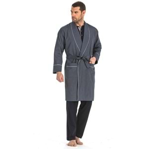 Pierre Cardin 5560 5li Penye Robdöşambr Çeyiz Damatlık Pijama Set - Pierre Cardin - 5 Li Damat Pijama Set - Lacivert - S