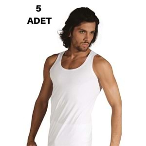 5'Li Paket Tutku 0101 %100 Pamuk Penye Erkek Atlet - Beyaz - 1 S