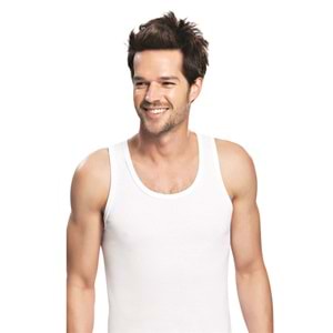 6'Lı Paket Tutku 0101 %100 Pamuk Penye Erkek Atlet - Beyaz - 5 XXL