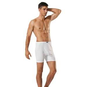 Tutku 0110 %100 Pamuk Penye Paçalı Külot Erkek Boxer - Beyaz - 6 3XL