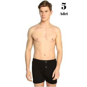 5'li Paket 0117 Tutku %100 Pamuk Erkek Boxer - Tutku - Boxer - Siyah - M