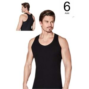 Berrak Erkek Atlet Likralı Sporcu Pamuklu Elastan Atlet 1029 6 Lı Paket - Berrak - Atlet,Fanila - Siyah - XL