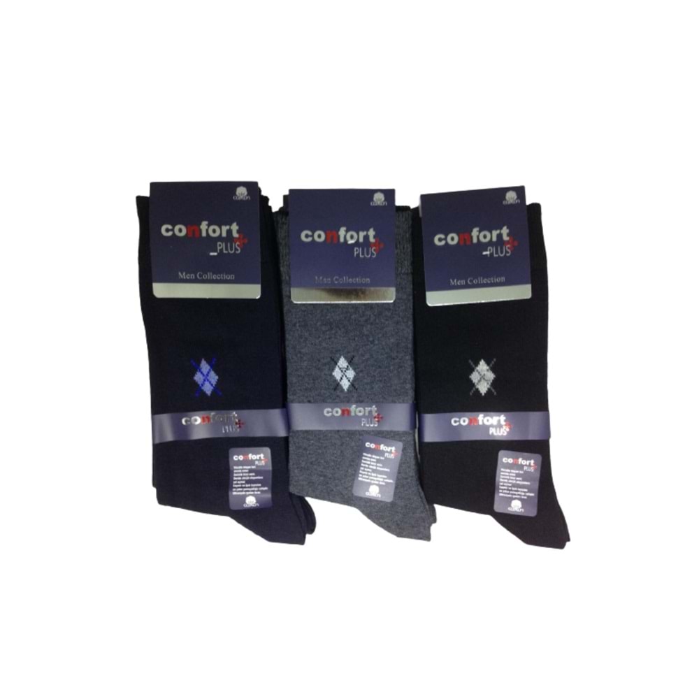 12 Adet Confort Karışık Renk Ekonomik Koton Erkek Pamuklu Çorap