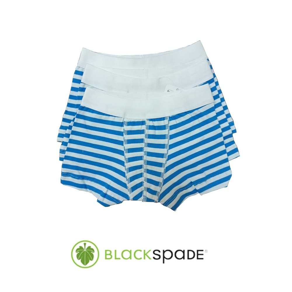 3 Adet Blackspade Kampanyalı Erkek Çocuk Çizgili Pamuk Boxer - Mavi - 2-4 YAŞ