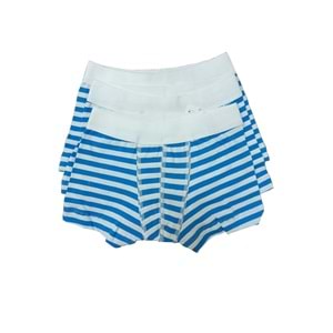 3 Adet Blackspade Kampanyalı Erkek Çocuk Çizgili Pamuk Boxer - Mavi - 2-4 YAŞ