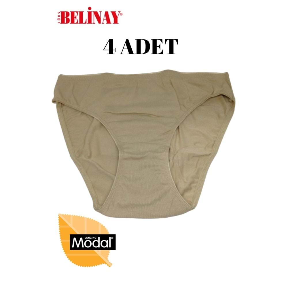 Belinay 4 Lü Paket Modal Bayan Slip Külot 068 - Ten - M