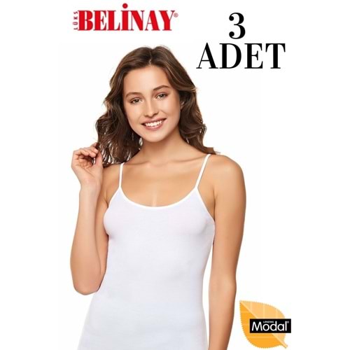 3 Adet Belinay İp Asklılı Modal Yumuşak Bayan Atlet 0821
